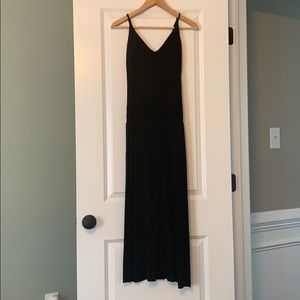 Black spaghetti strap long dress
